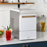 Gevi Household V2.0 Countertop Gemi Nugget Ice Maker | Self-Cleaning Pellet Ice Machine | Open and Pour Water Refill | White