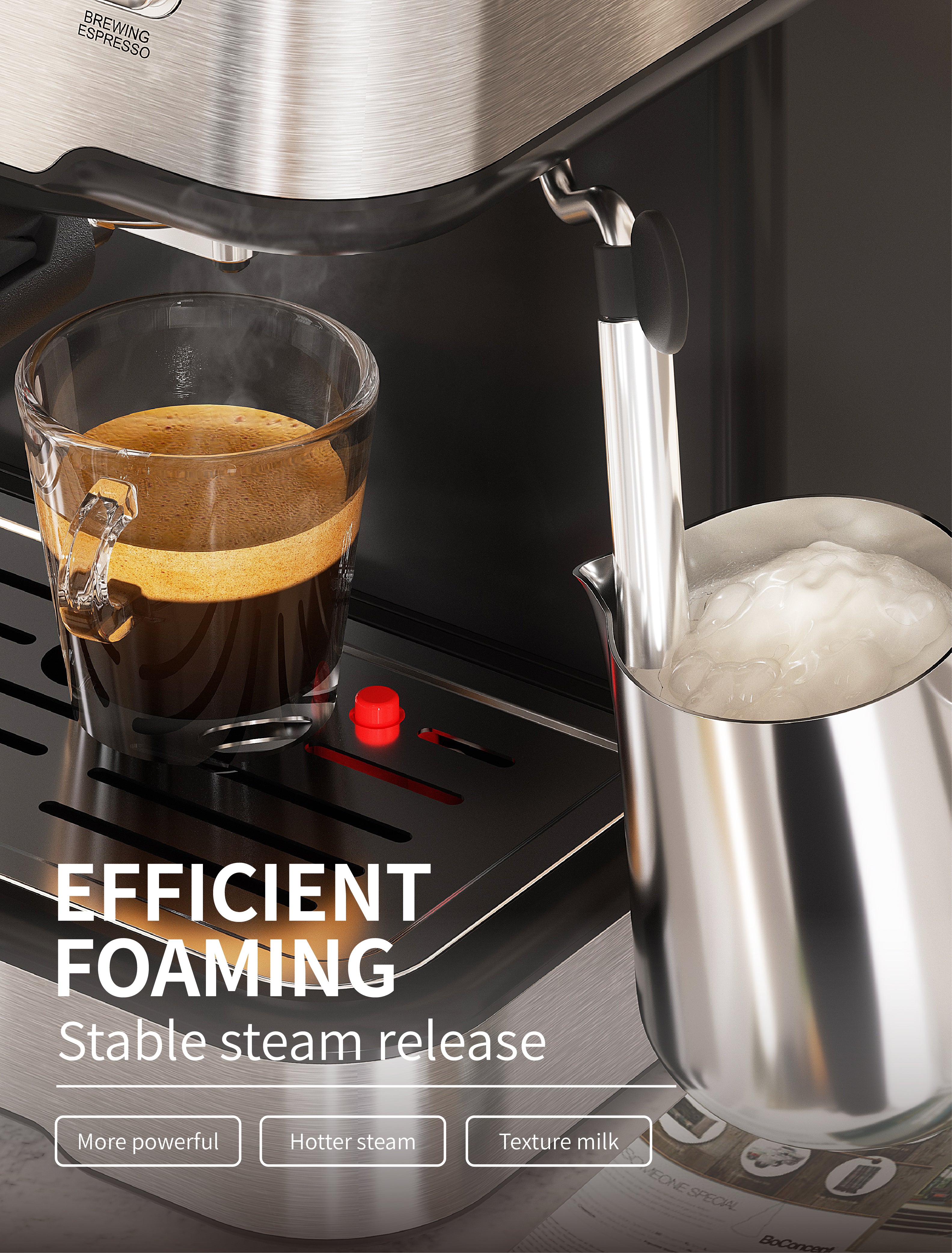 Gevi Espresso Machine High Pressure,Compact Espresso Coffee Machines with Milk Frother Steam Wand,Professional Coffee,Cappuccino,Latte Maker