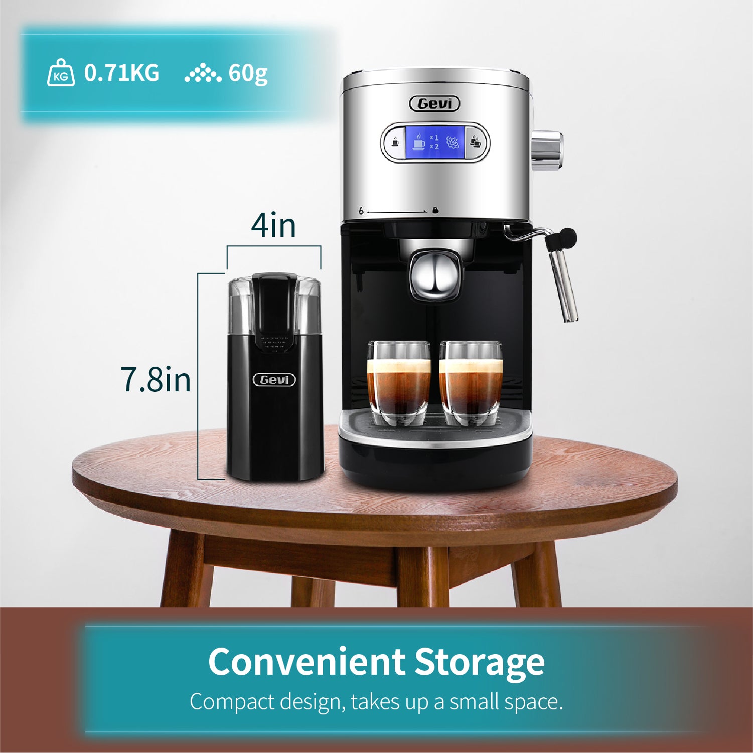 Gevi One-Touch Button Electric Coffee Grinder Coffee Bean Grinder for Coffee Espresso Latte Mochas, Noiseless Operation Coffee Serving Sets