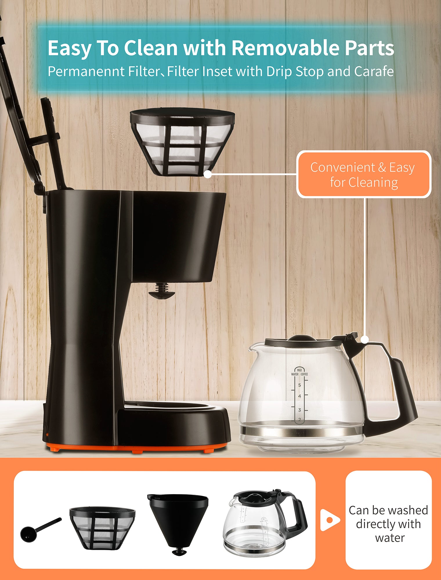 Gevi 5 Cups Small Coffee Maker, Compact Coffee Machine with Filter, Warming Plate and Coffee Pot,New Condition