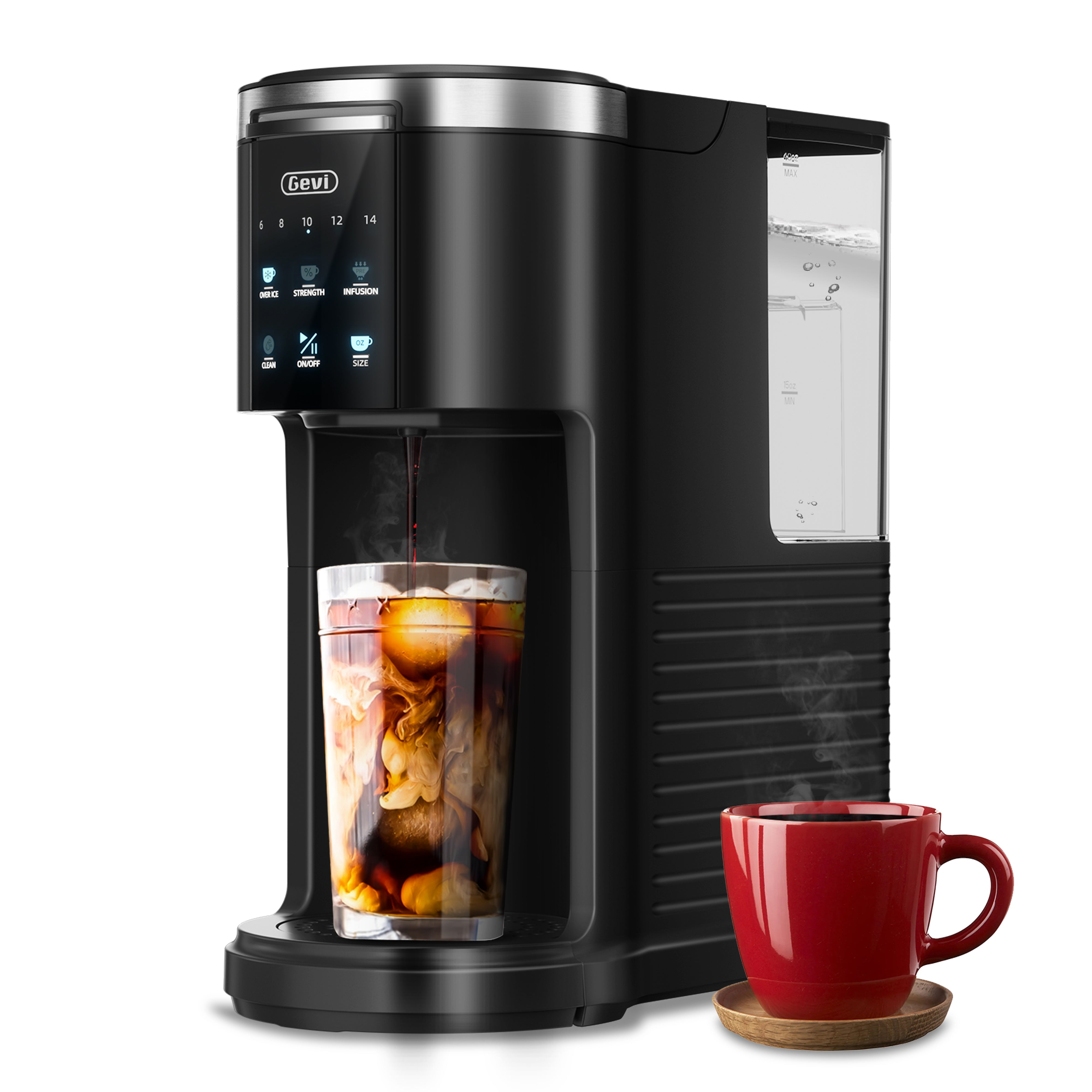 Gevi EzPod Compact Single Serve Coffee Maker, Pod Coffee Maker Compatible with Single-Serve Pods and Ground Coffee, 40 oz