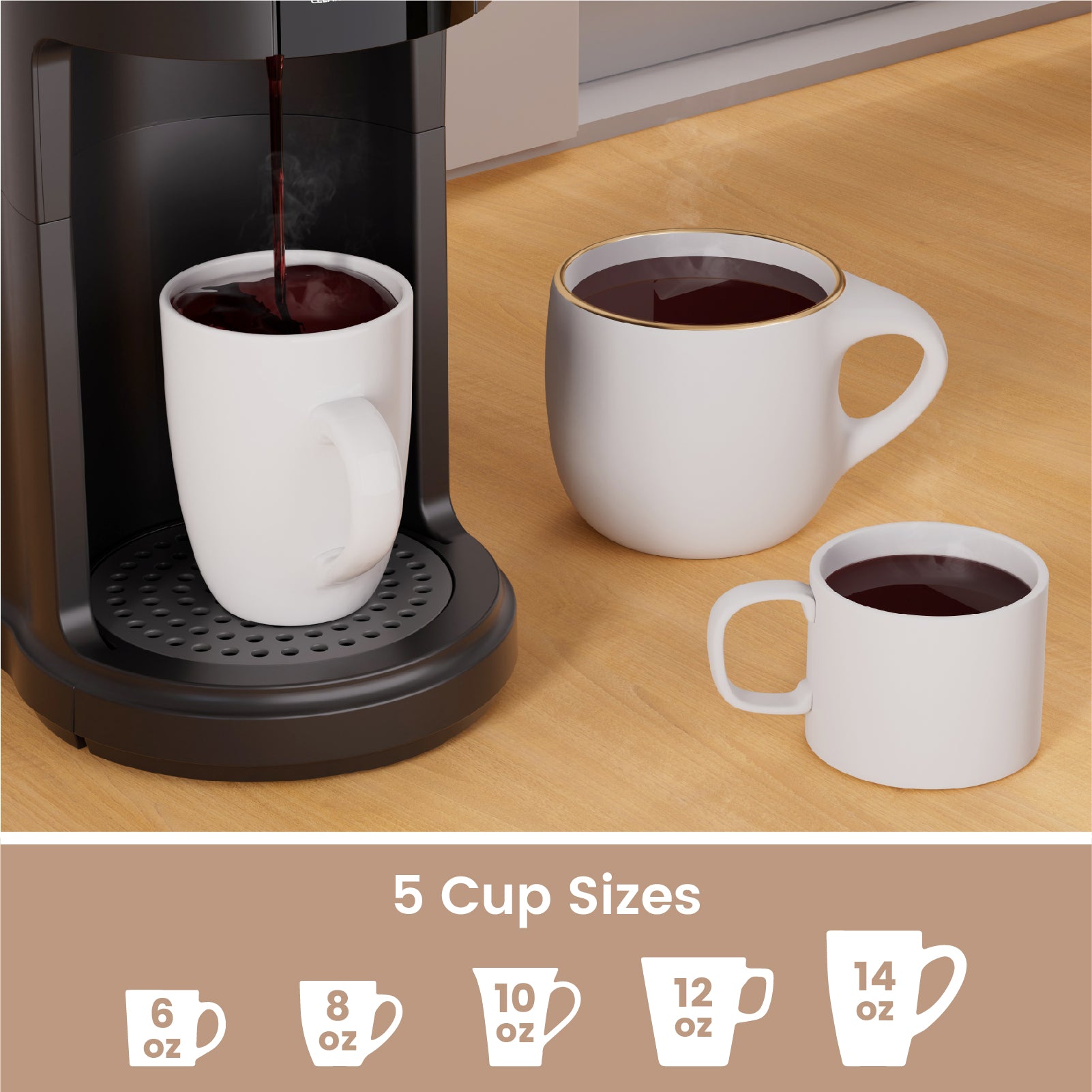 Gevi EzPod Compact Single Serve Coffee Maker, Pod Coffee Maker Compatible with Single-Serve Pods and Ground Coffee, 40 oz