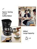 Gevi 4 Cup Automatic Drip Coffee Maker with Reusable Filter, One Button Control New Condition, 600mL, Black