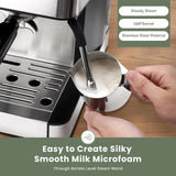 Gevi 20-Bar Espresso Machine with Grinder and Milk Frother, Espresso and Latte Maker for Home, Silver