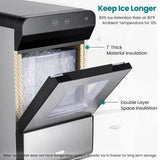 Gevi V2.0 Countertop Gemi Nugget Ice Maker with Viewing Window | Self-Cleaning Pebble Ice Machine | Open and Pour Water Refill | Stainless Steel Housing | 16.7''H Fits Under Wall