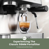 Gevi 20-Bar Espresso Machine with Grinder and Milk Frother, Espresso and Latte Maker for Home, Silver