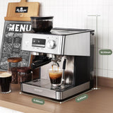 Gevi 20-Bar Espresso Machine with Grinder and Milk Frother, Espresso and Latte Maker for Home, Silver