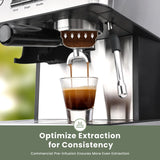 Gevi 20-Bar Espresso Machine with Grinder and Milk Frother, Espresso and Latte Maker for Home, Silver