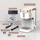 Gevi Espresso Machine 20 Bar High Pressure,Compact Espresso Machines with Milk Frother Steam Wand