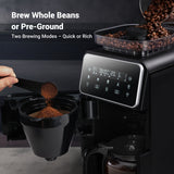 Gevi 10-Cup Grind & Brew Coffee Maker with Built-in Burr Grinder – Programmable Touch Screen, 4-Hour Keep Warm, Permanent Filter, Drip Coffee Machine for Home & Office