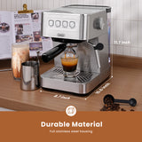 Gevi Espresso Machine 20 Bar, Coffee Machine with Milk Frother, Stainless Steel Espresso Maker for Cappuccino, Latte, Silver