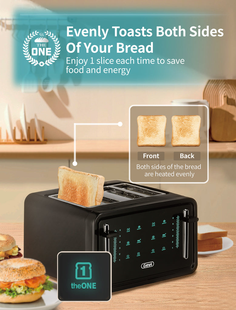 Gevi Toaster 4 Slice Toaster LED Digital Touch Screen, Extra-Wide Slot ...