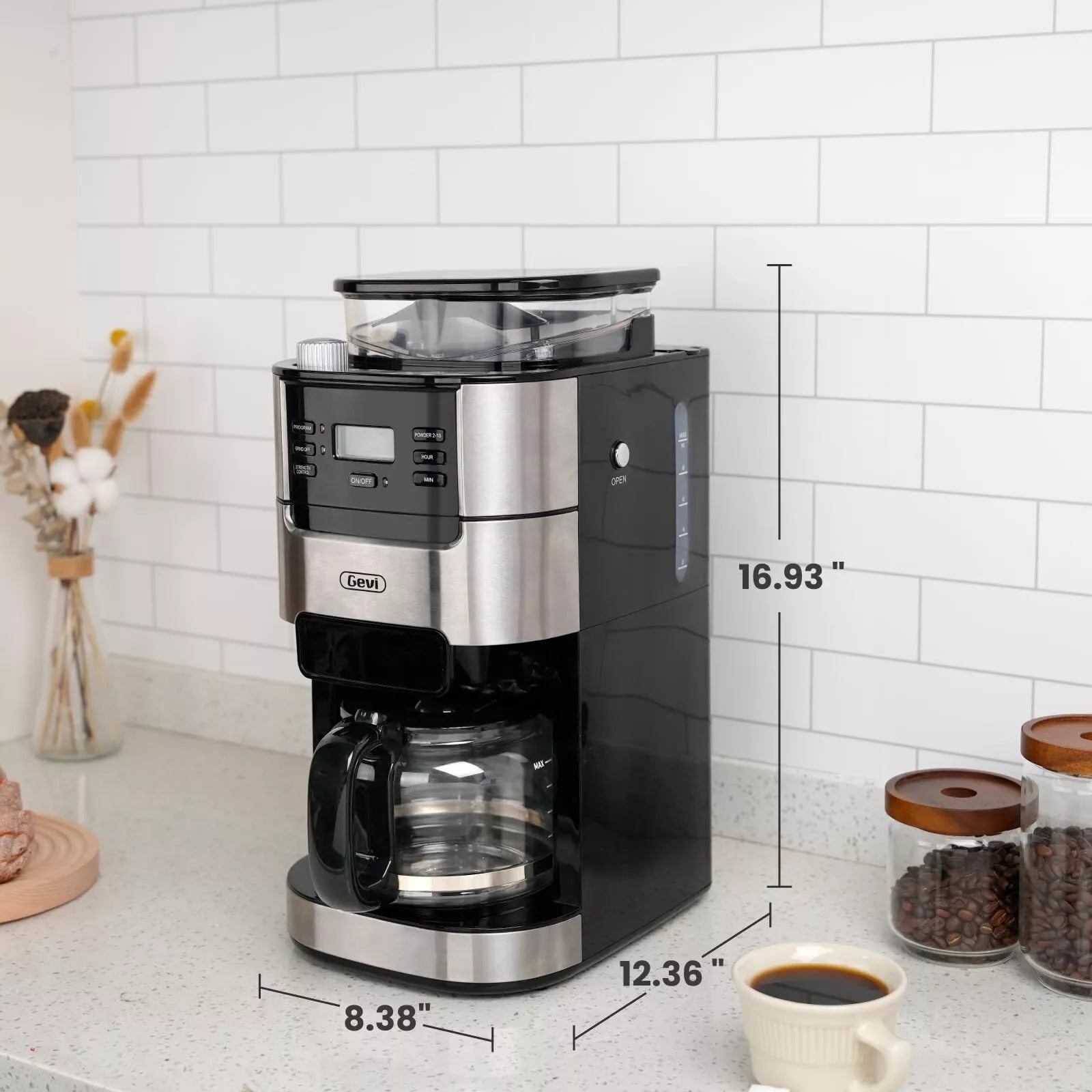 GEVI 10-Cup Programmable Grind & Brew Drip Coffee Maker - Built-In GEVI 10-Cup Programmable Grind & Brew Drip Coffee Maker - Built-In