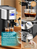 Gevi Espresso Machines 20 Bar Fast Heating Automatic Cappuccino Coffee Maker with Foaming Milk Frother Wand 1.2L Water Tank