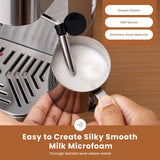 Gevi Espresso Machine 20 Bar, Coffee Machine with Milk Frother, Stainless Steel Espresso Maker for Cappuccino, Latte, Silver