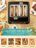 Gevi Toaster 4 Slice Toaster LED Digital Touch Screen, Extra-Wide Slots, Removable Crumb Tray, Black + Silver