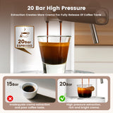 Gevi Espresso Machine 20 Bar High Pressure,Compact Espresso Machines with Milk Frother Steam Wand