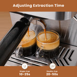 Gevi Espresso Machine 20 Bar, Coffee Machine with Milk Frother, Stainless Steel Espresso Maker for Cappuccino, Latte, Silver
