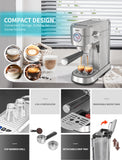 Gevi Espresso Maker 20 Bar, Professional Espresso Machine with Milk Frother, Stainless Steel Expressions Machine for Latte, Cappuccino, Commercial Espresso Machines
