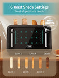 Gevi Toaster 4 Slice Toaster LED Digital Touch Screen, Extra-Wide Slots, Removable Crumb Tray, Black + Silver