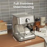 Gevi EzBru 1000 Programmable Commercial Espresso Machine, Barista Espresso Maker with Adjustable Temperature and Shot Volume