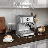 Gevi EzBru 1000 Programmable Commercial Espresso Machine, Barista Espresso Maker with Adjustable Temperature and Shot Volume