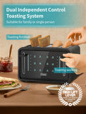 Gevi Toaster 4 Slice Toaster LED Digital Touch Screen, Extra-Wide Slots, Removable Crumb Tray, Black + Silver