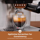 Gevi Espresso Machine 20 Bar, Coffee Machine with Milk Frother, Stainless Steel Espresso Maker for Cappuccino, Latte, Silver