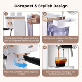 Gevi Espresso Machine 20 Bar High Pressure,Compact Espresso Machines with Milk Frother Steam Wand