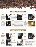 Gevi 4 Cup Automatic Drip Coffee Maker with Reusable Filter, One Button Control New Condition, 600mL, Black